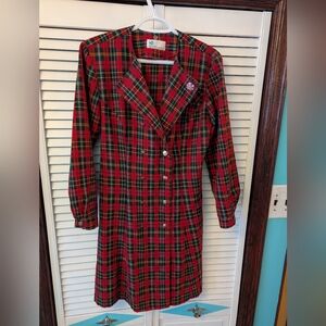 1980s Red Plaid Women's Coat